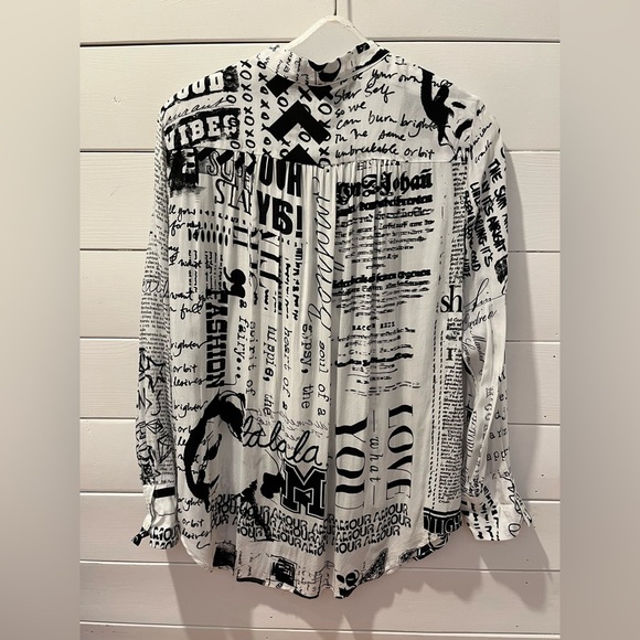 🖤 MARC AUREL – Black & White Graphic Print Blouse – Size 42 - Picture 11 of 11